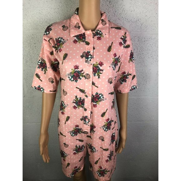 Corinna Fashions Style L5382 Pink Floral & Hair Brush Sleep Romper Size S - Picture 1 of 12